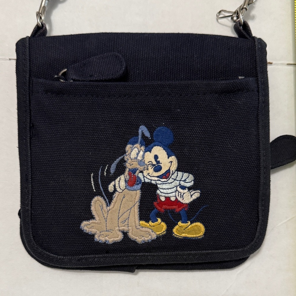 Vintage Disney Pluto and Mickey Mouse Crossbody Navy Blue Purse